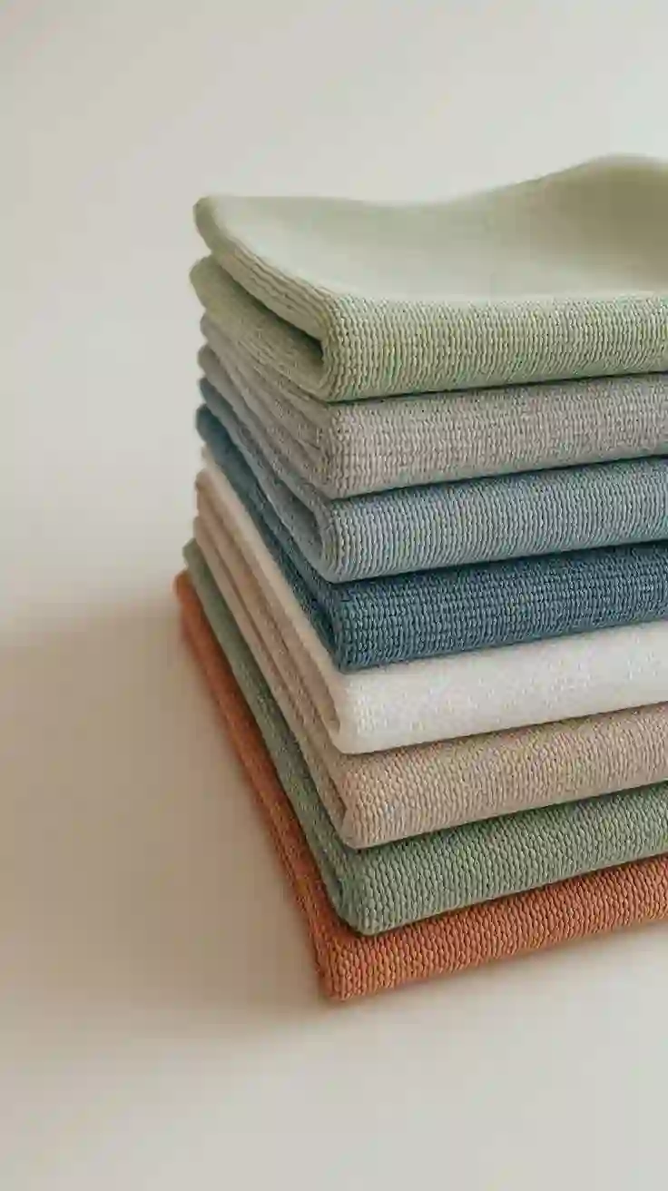 A stack of colorful, high-quality microfiber cloths, an essential and versatile home cleaning tool.